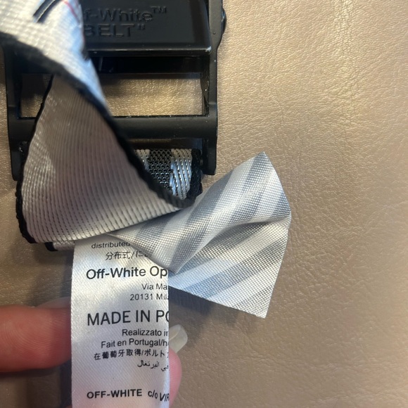 Authentic OFF-WHITE White Industrial Belt Long 200cm Black Hardware Made Italy - Picture 6 of 9